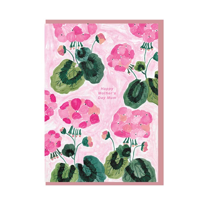 Geranium Mors dag Hälsningskort för wholesale av Chloe Hall Illustration