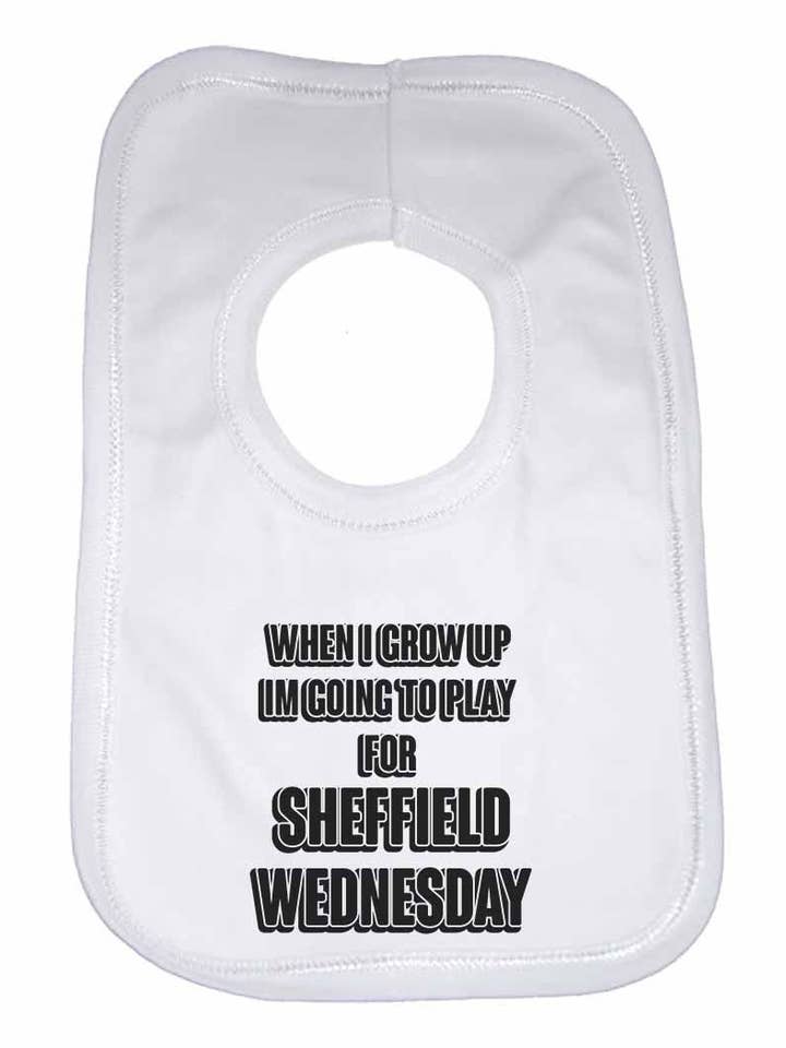 Bavettes pour bébés Sheffield Wednesday pour garçons et filles When I Grow up, I'm Going to Play for Sheffield Wednesday pour la vente par Little Ratbag