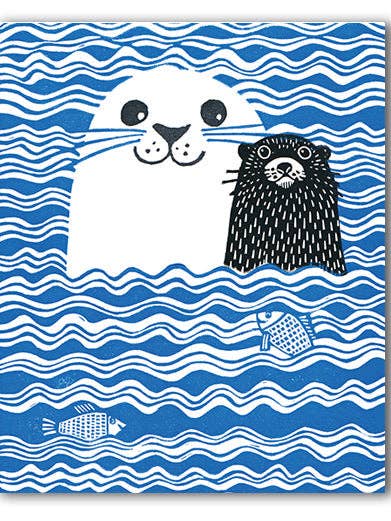 IGC149 Robbe, Otter und Fische - Kat Lendacka für den Großhandel von Cardiau Nico Cards