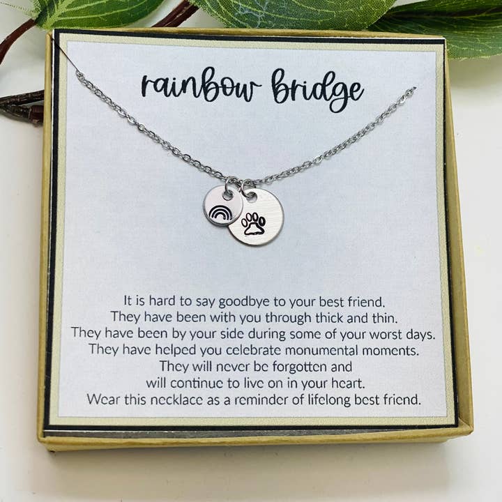 Little Happies Co - Wholesale Pendant/Charm Necklace - Rainbow Bridge Gift, Pet Loss, Pet Sympathy Gift, Memorial