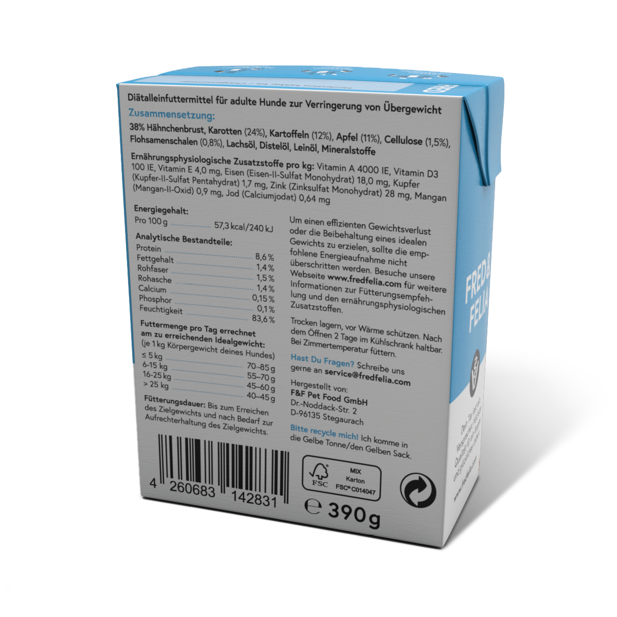 FRED & FELIA – wholesale Husdjursfoder – Hund – FRED Behandla Fetma4