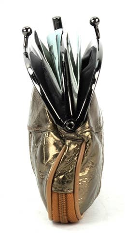 Leather Impressions Inc - Vendita all'ingrosso Portamonete - Donna - Portamonete con cornice in pelle di agnello stile vintage1