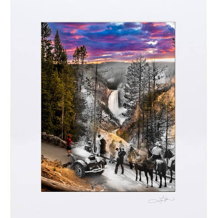 Yellowstone Vintage + Modern Art Print |Yellowstone Then&Now for wholesale by Time Travel Art