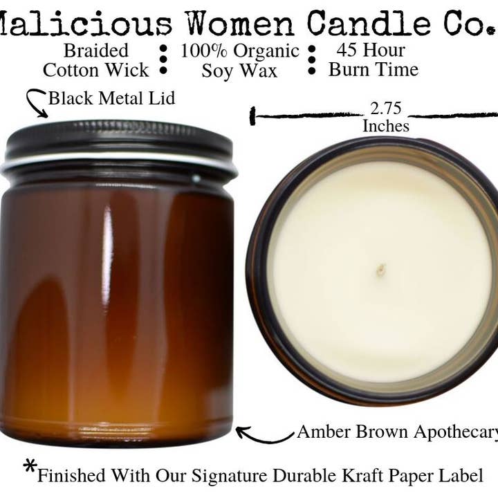 Malicious Women Candle Co - Wholesale Jar/Filled Candle - Let's Get Naked! - Scent: a Hot Mess