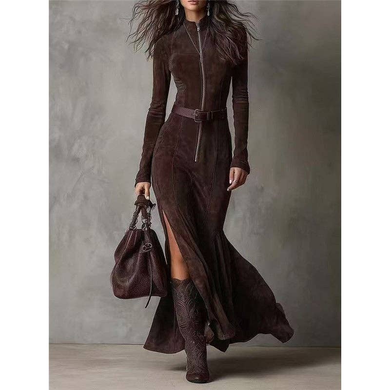 Sheer Trend - Wholesale Coat - Women's - Double-Faced Cashmere Zip-Up Collar Coat Autumn Fashion5