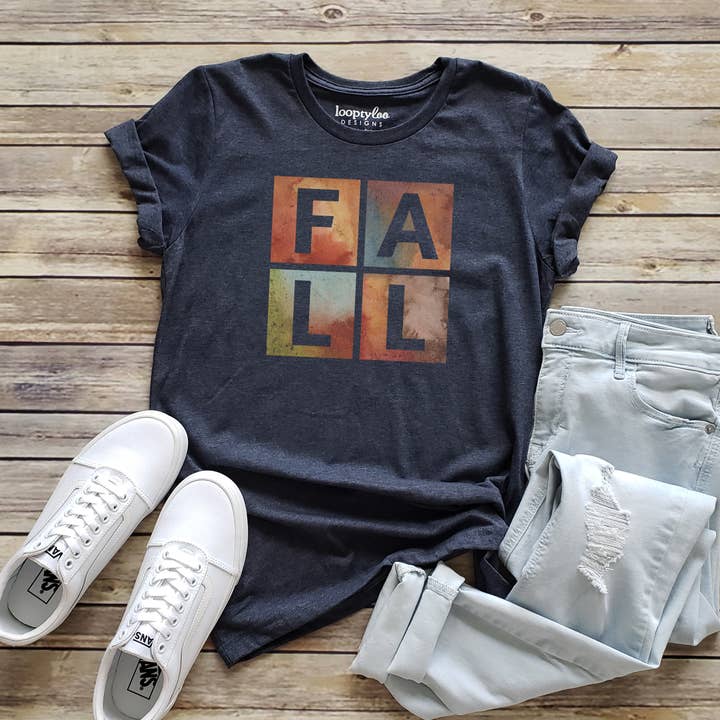 FALL BLOCKS TEE | FALL | SIZES XS-2XL for wholesale by Loopty Loo Designs