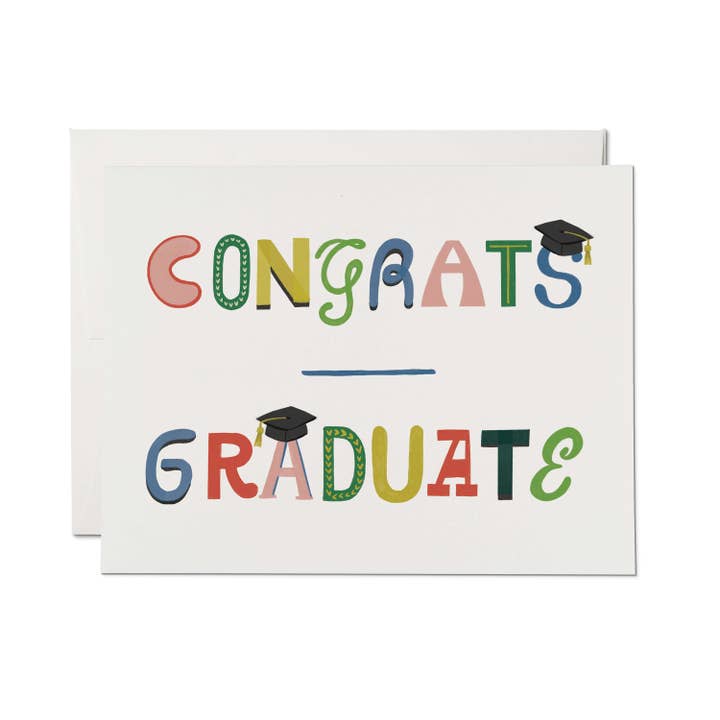 Red Cap Cards - Wholesale Graduation Card - Graduate Typography greeting card