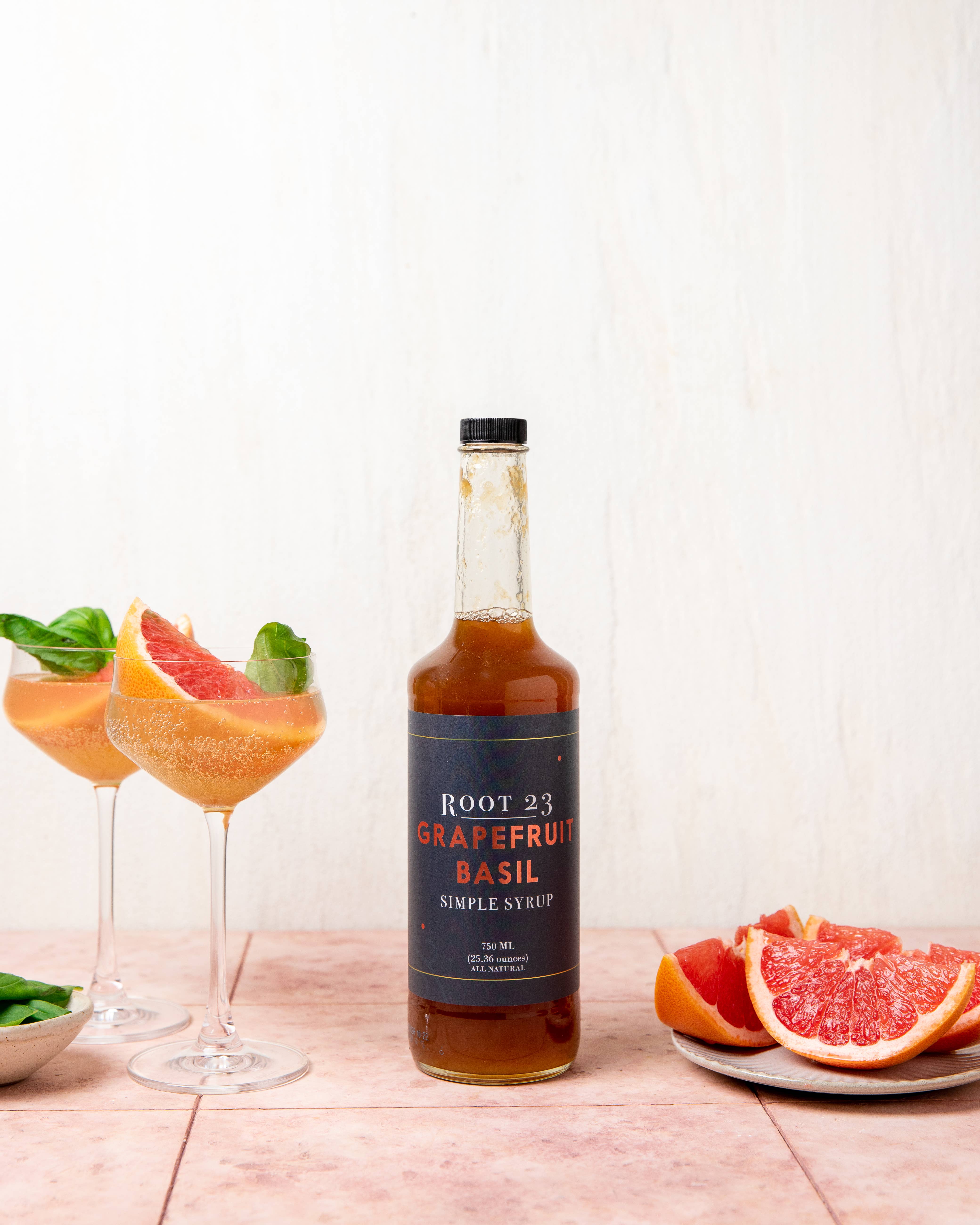 ROOT 23 - Wholesale Cocktail Mix/Syrup - Grapefruit Basil Simple Syrup3