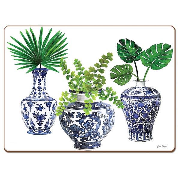 CounterArt/Highland Home/Thirstystone - Venta al por mayor Manteles individuales - Cala Home Blue Delft jarrones manteles individuales decorativos de madera prensada