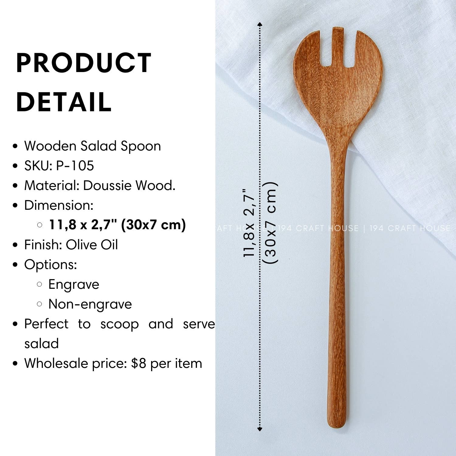 194 Craft House – Großhandel Servierbesteck – Holz-Salatzangen – Küchen-Servierbesteck13