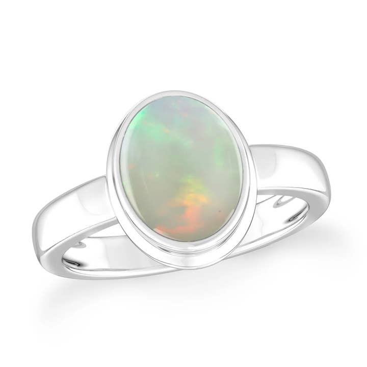 Natural Ethiopian Opal Oval Pear Round Ring, Sterling Silver for wholesale by Nature Crafts