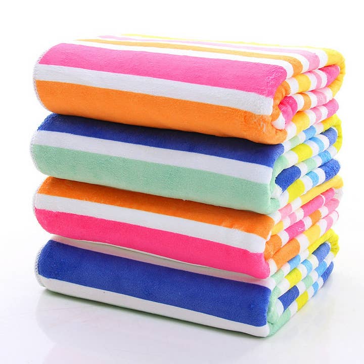 ACCITY - Wholesale Bath Towel - THICKENED BEACH TOWEL WITH PRINTED STRIPES_CWMM2282