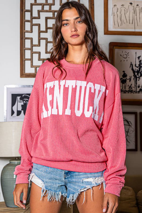 KELLY GREEN T1770M 'KENTUCKY' Comfy Oversize Graphic Sweatshirt, Gameday for wholesale on Faire16