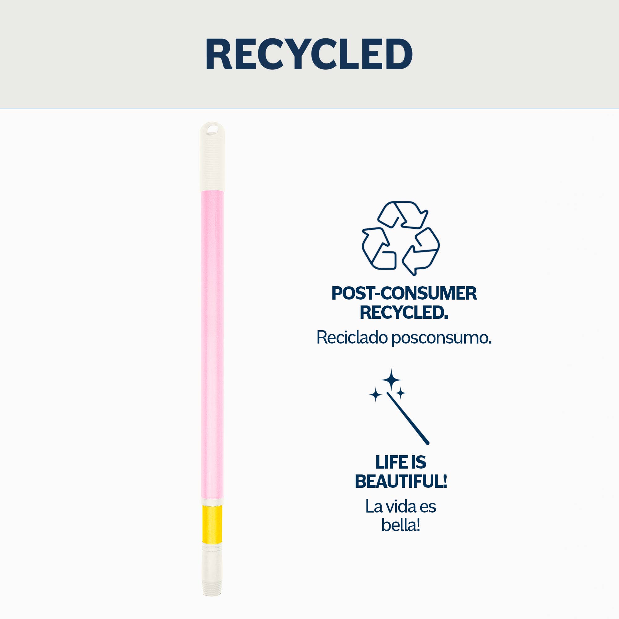 Divine Genius – Engroshandel Rengøringsbørste – Sammenklappelig Stang Happy Rainbow 140cm Til Koste Og Mopper.1