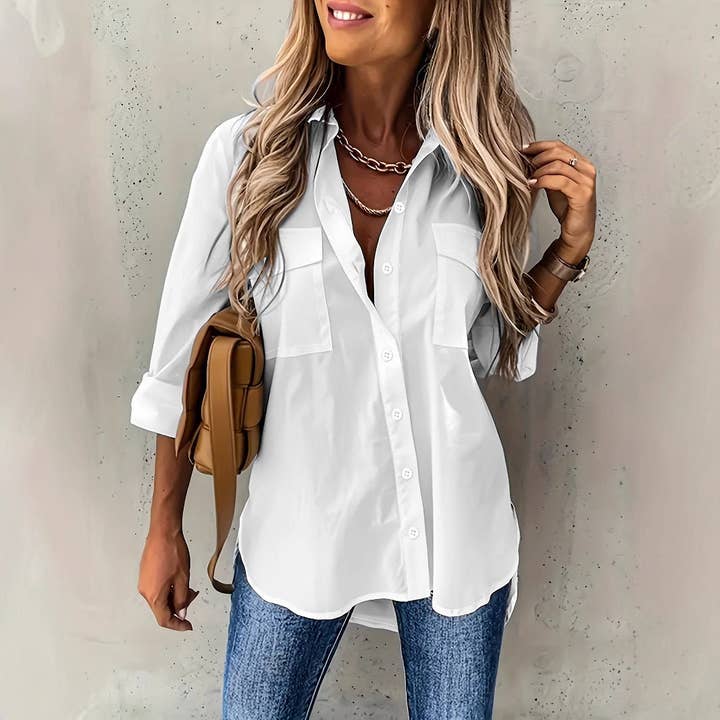 Solid Color Long Sleeve Shirt for wholesale by UZ Wholesale Store