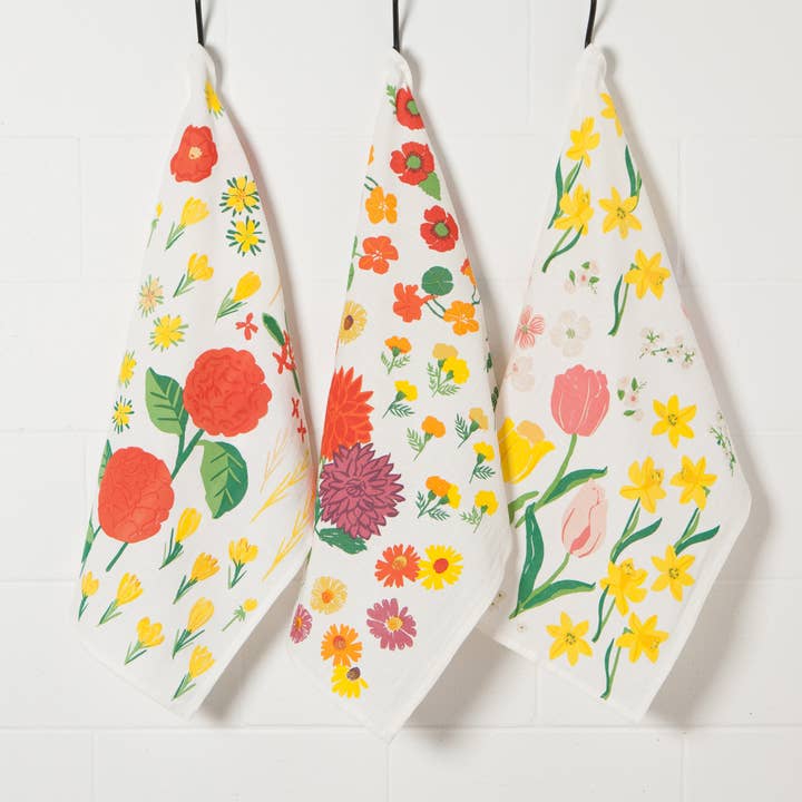 Flowers Of The Month Bakers Floursack Dishtowels Set of 3 for wholesale by Now Designs by Danica
