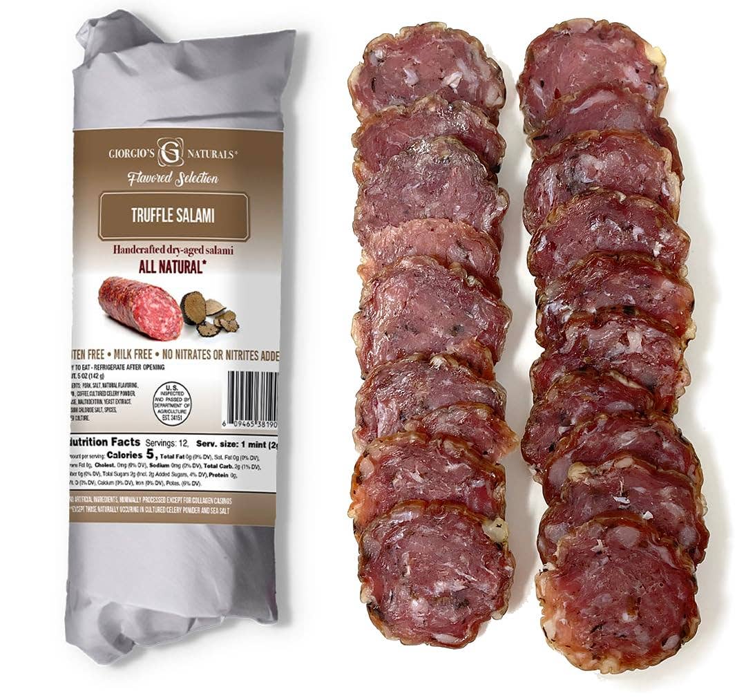 Giorgio's Naturals - Wholesale Salami - Truffle Salami Retail Chub - All Natural1