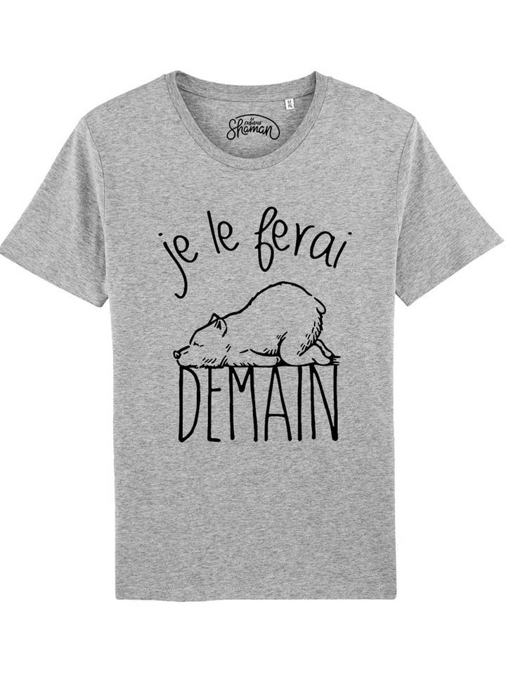 HEATHER GREY MEN'S T-SHIRT I'LL DO IT TOMORROW for wholesale by Le Roi du T-shirt