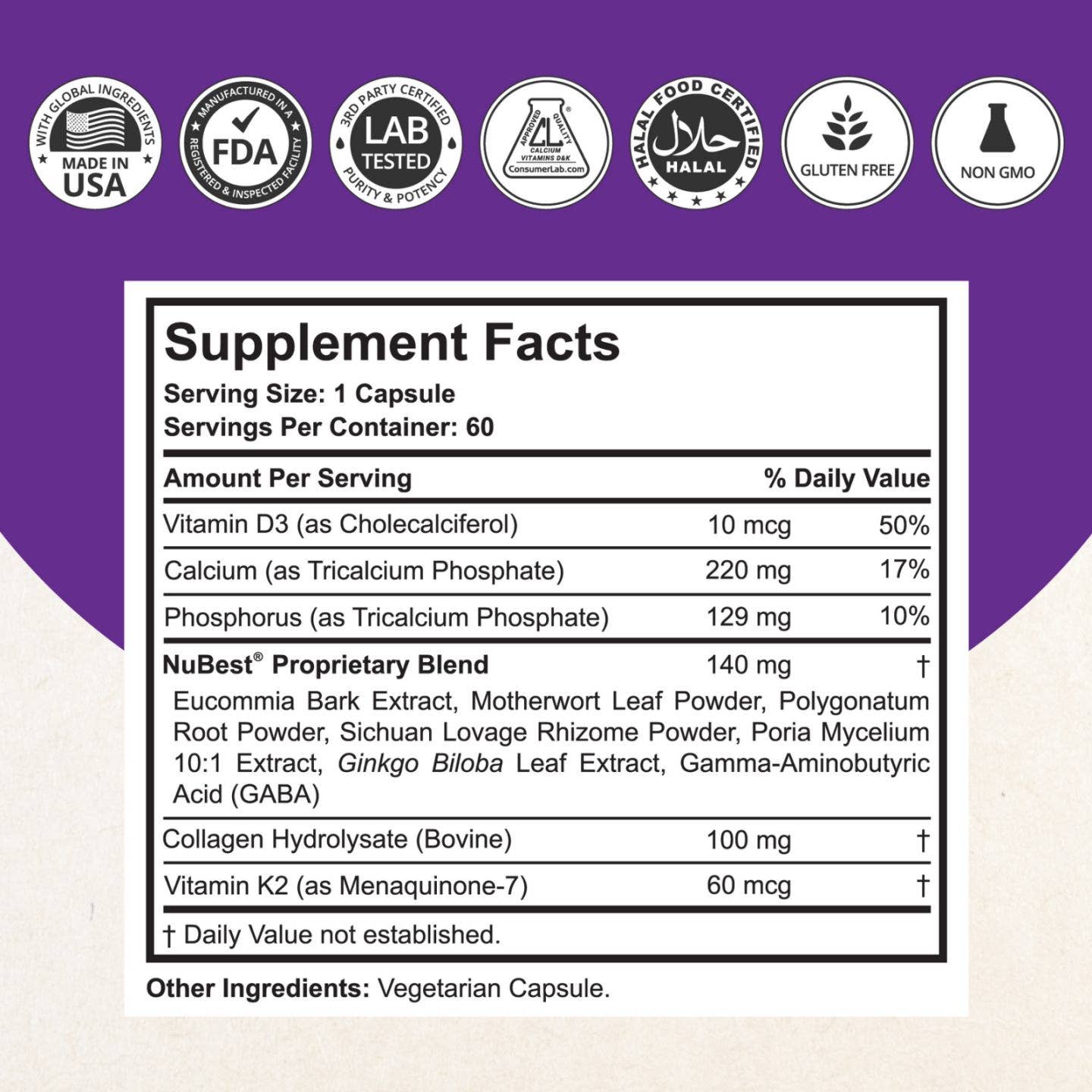 NuBest Nutrition - Wholesale Oral Supplement/Vitamin - NuBest Tall 10+, Potent Height Growth for Teens 10+, 60 Caps3