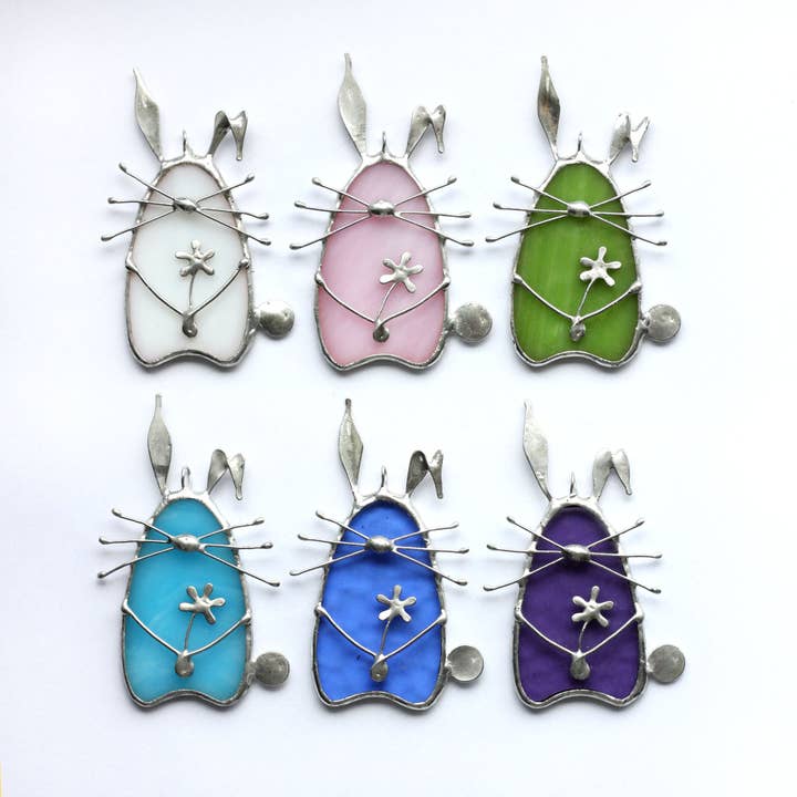 Stained Glass Bunnies, Easter Rabbit Decor Handmade for wholesale by ArtKvarta