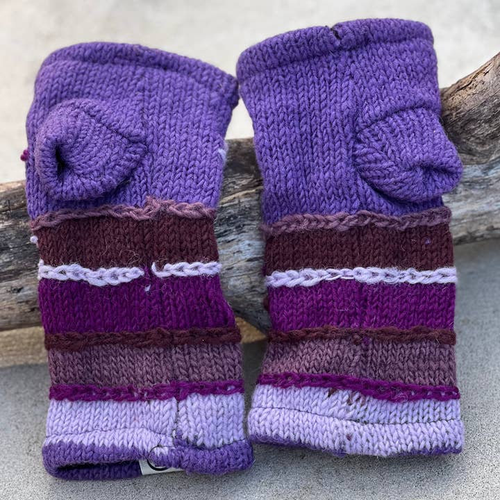 Lungta Imports - Wholesale Gloves - Women's - Woolen Hand Knit Fingerless Fleece Lined Gloves, Hand Warmer