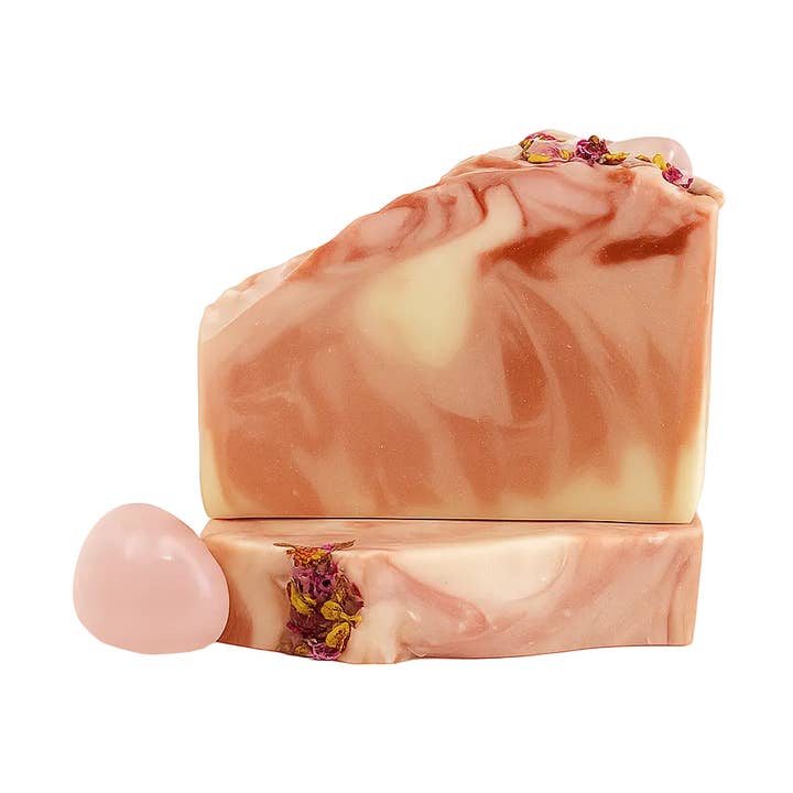 Etti Soap LLC - Wholesale Bar Soap - Romantic Tranquility Soap – Artisan Rose Soap with Polished Rose Quartz Crystal