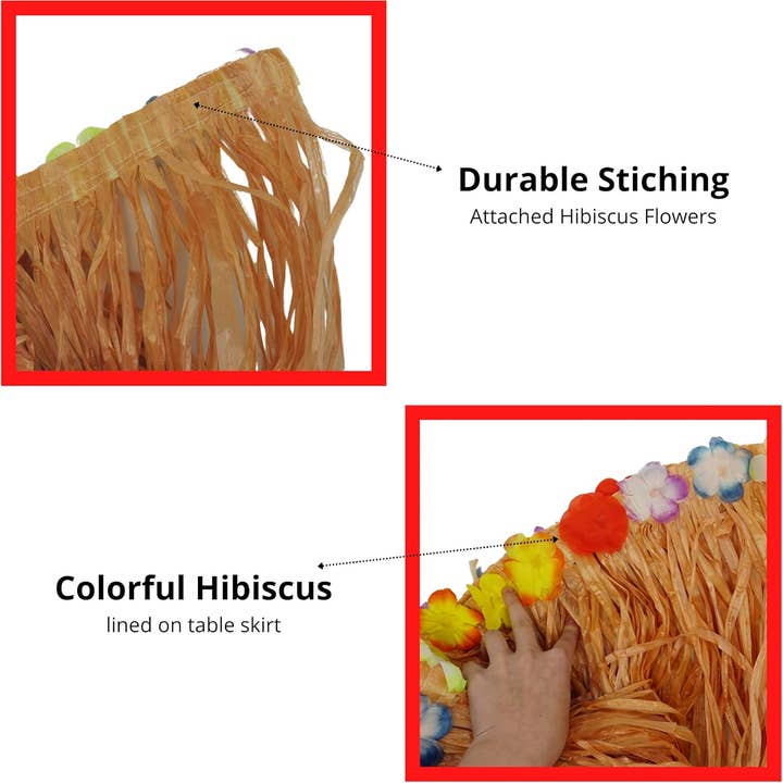 4E's Novelty - Wholesale Decal - Party Decorations - 4E's Novelty 9ft Luau Grass Table Skirt, 2 Pack – Hawaiian Party Decor & Moana Birthday Must-Have6