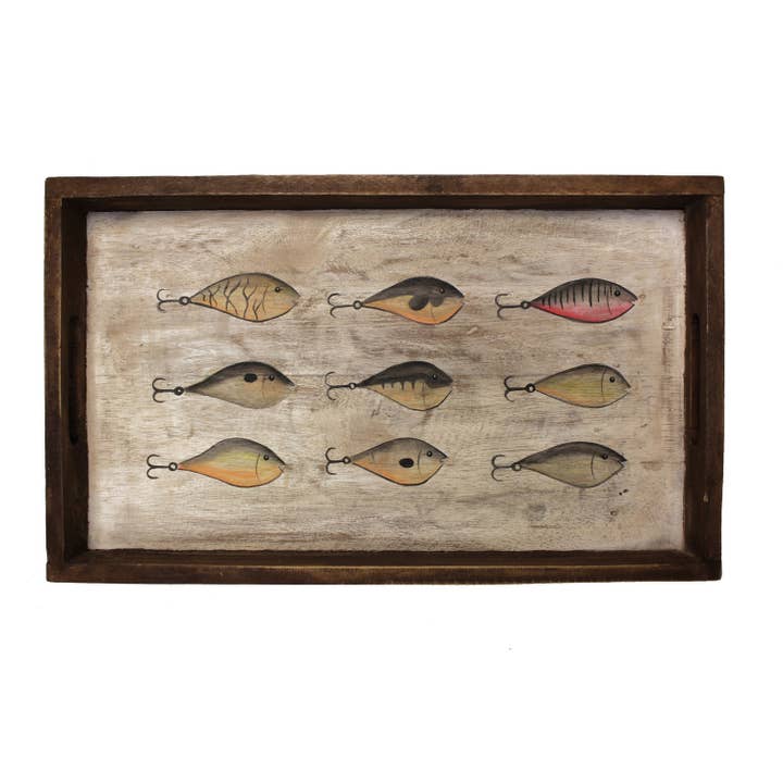 Beachcombers - Wholesale Serving Tray - SALE Fishing Lures Decorative Wood Serving Tray