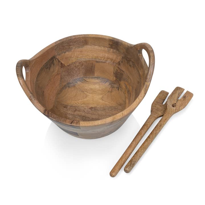 Mango Wood Ciotola Large Serving Bowl with Handles for wholesale on Faire3
