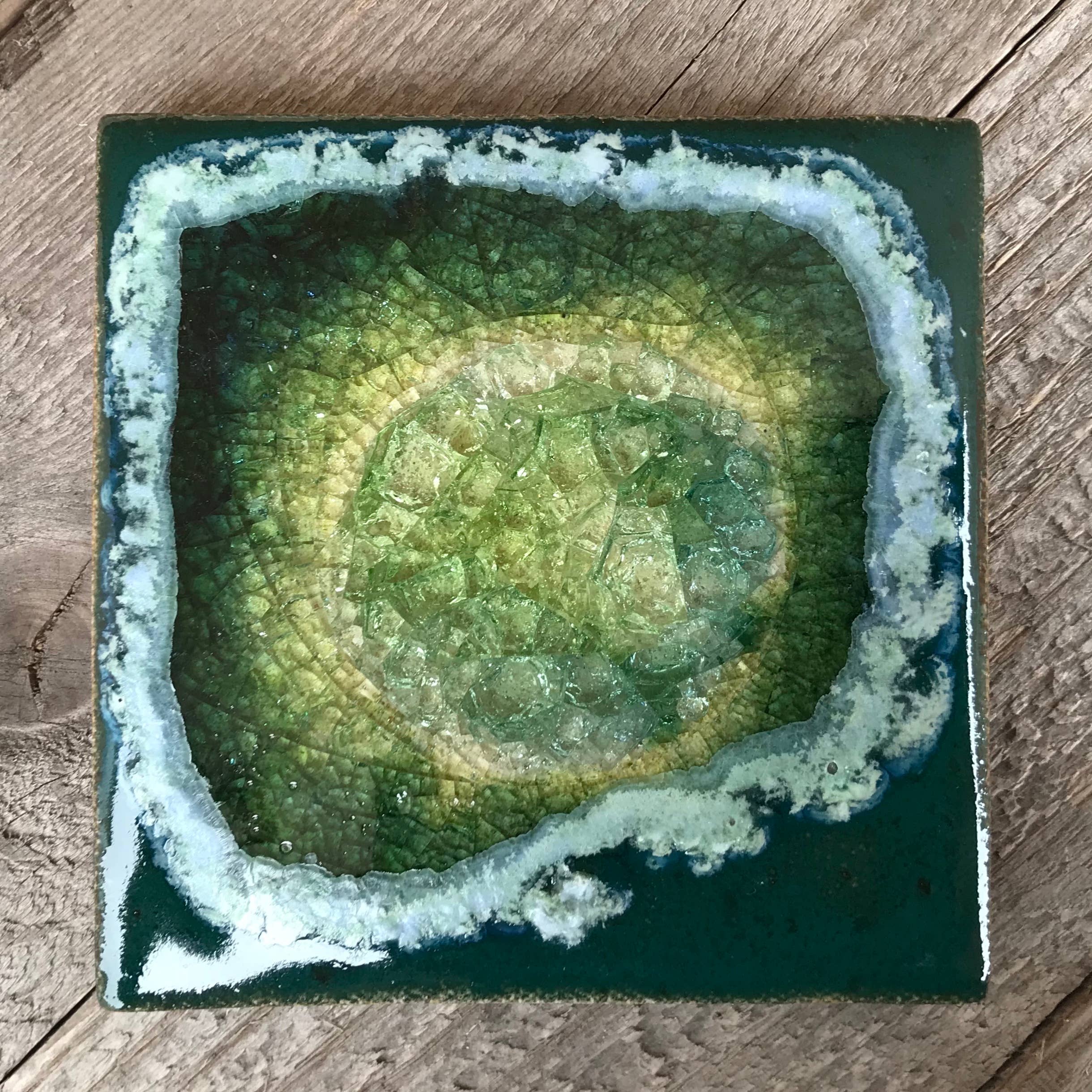 Dock 6 Pottery - Wholesale Coasters - Square Coaster - Blue Green - Individual Coaster2