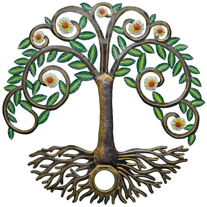 Painted Bung with Yellow Blooms for wholesale by Le Primitif Galleries