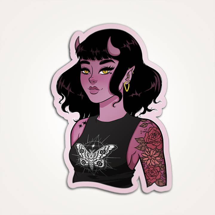 The Fabled Creative Co. - Wholesale Sticker - Unusual You - Tiefling Girl - DND - Sticker