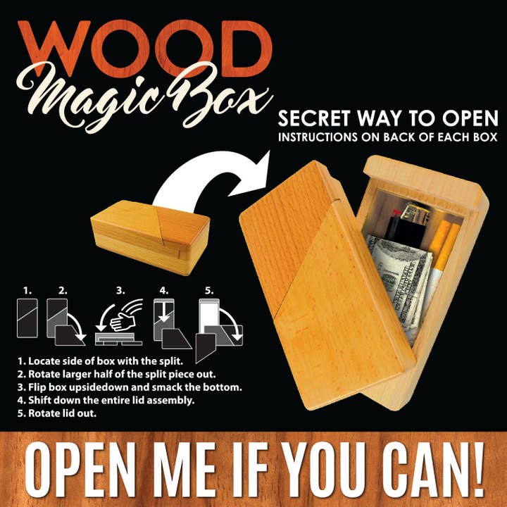 Novelty Brands - Wholesale Decorative Box - Wood Magic Storage Box - 6 Piece Display
