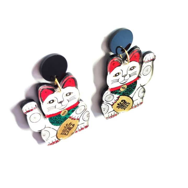 Turulata - Venta al por mayor Pendientes colgantes - GATO DE LA SUERTE grande