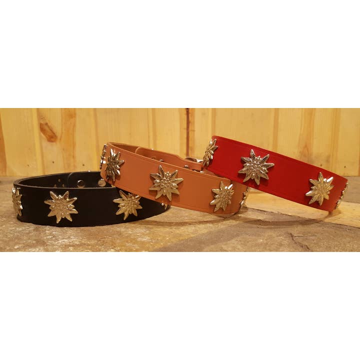 Alpen Schatz – wholesale Pet collar – Dog – 1 1/4" Medium Edelweiss Swiss Dog Collar