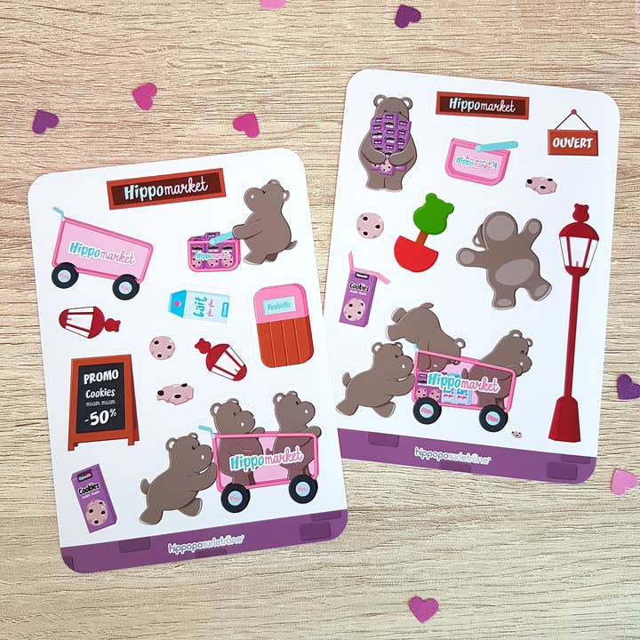 2 Sticker Sheets - HippoMarket for wholesale by Hippopo sur le trône