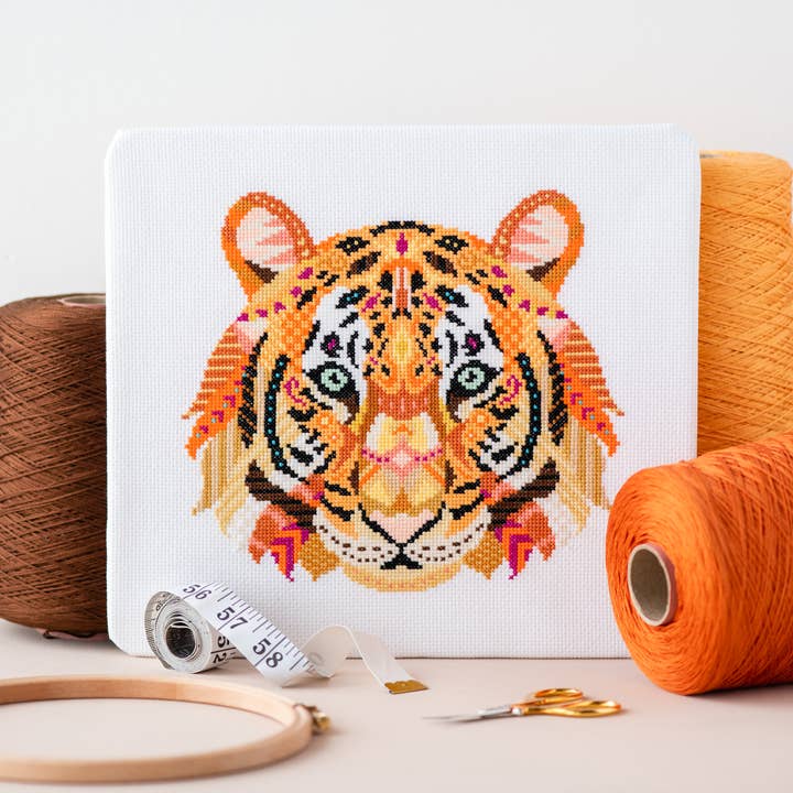 Mandala Tiger Cross Stitch Safari Animal Craft Kit for wholesale by Meloca Designs