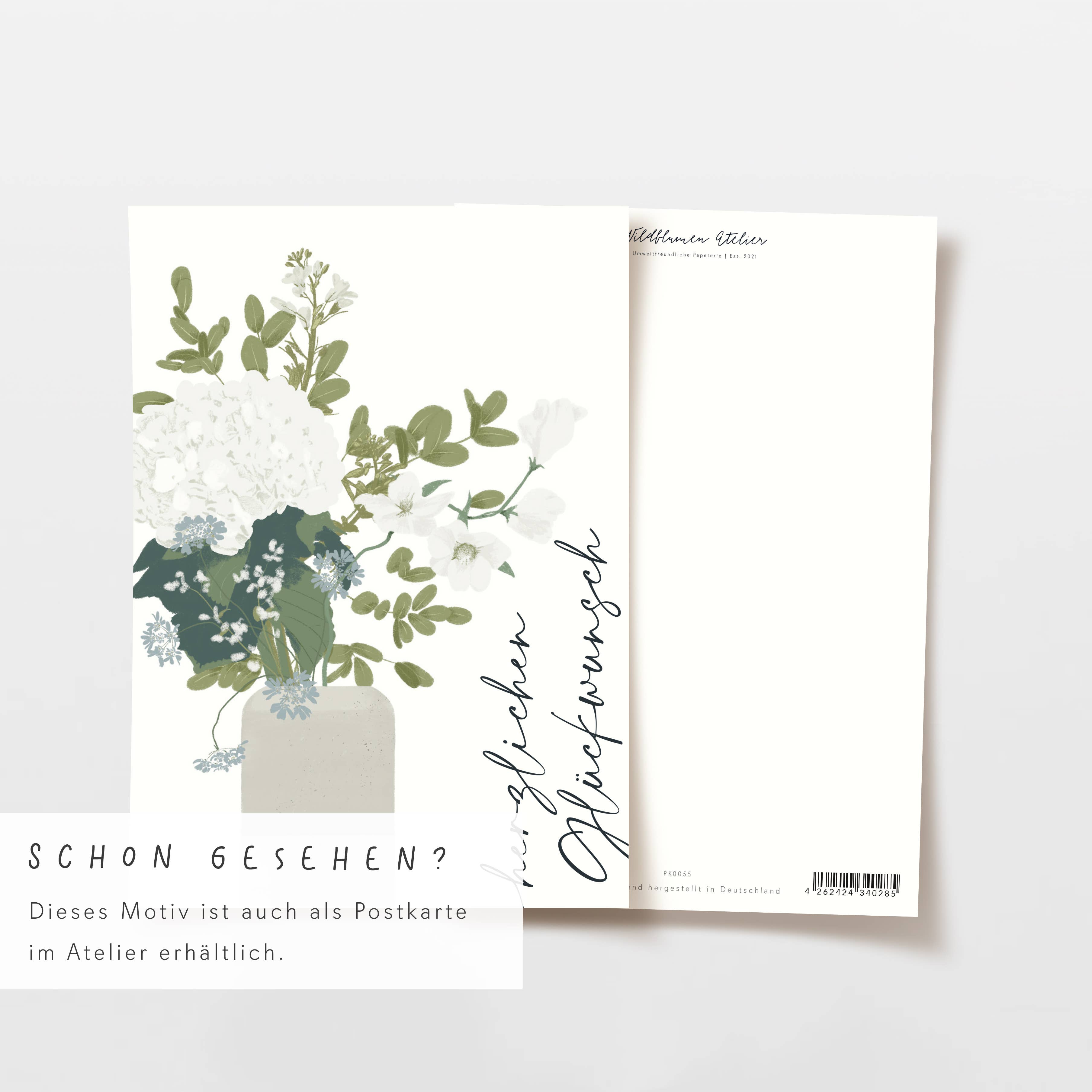 Wildblumen Atelier - Wholesale Congratulations Card - Greeting card congratulations vase with flowers, FSC6