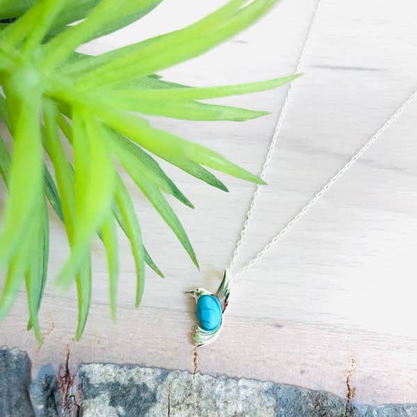 Kolibri-Halskette - 925er Silber und rekonstruierter Türkis für den Großhandel von CocoonMe