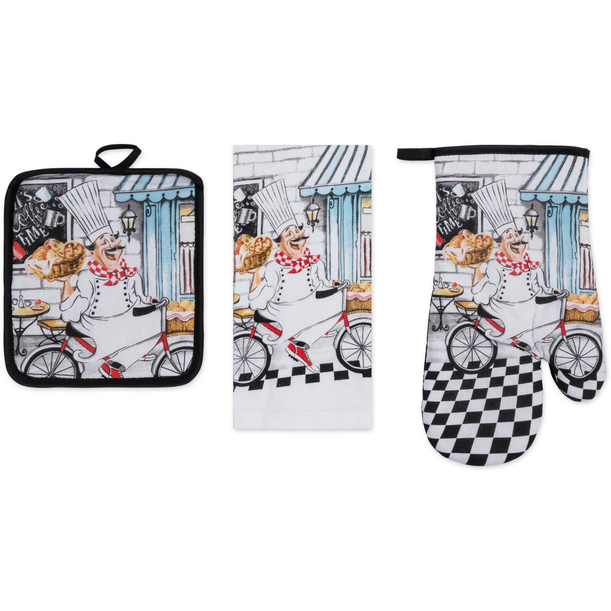 ShopBobbys - Wholesale Oven Mitt/Pot Holder - PREMIUS 3 Piece Printed Kitchen Linen Set, 1 Cotton Towel, 1 Pot Holder, 1 Oven Mitt9