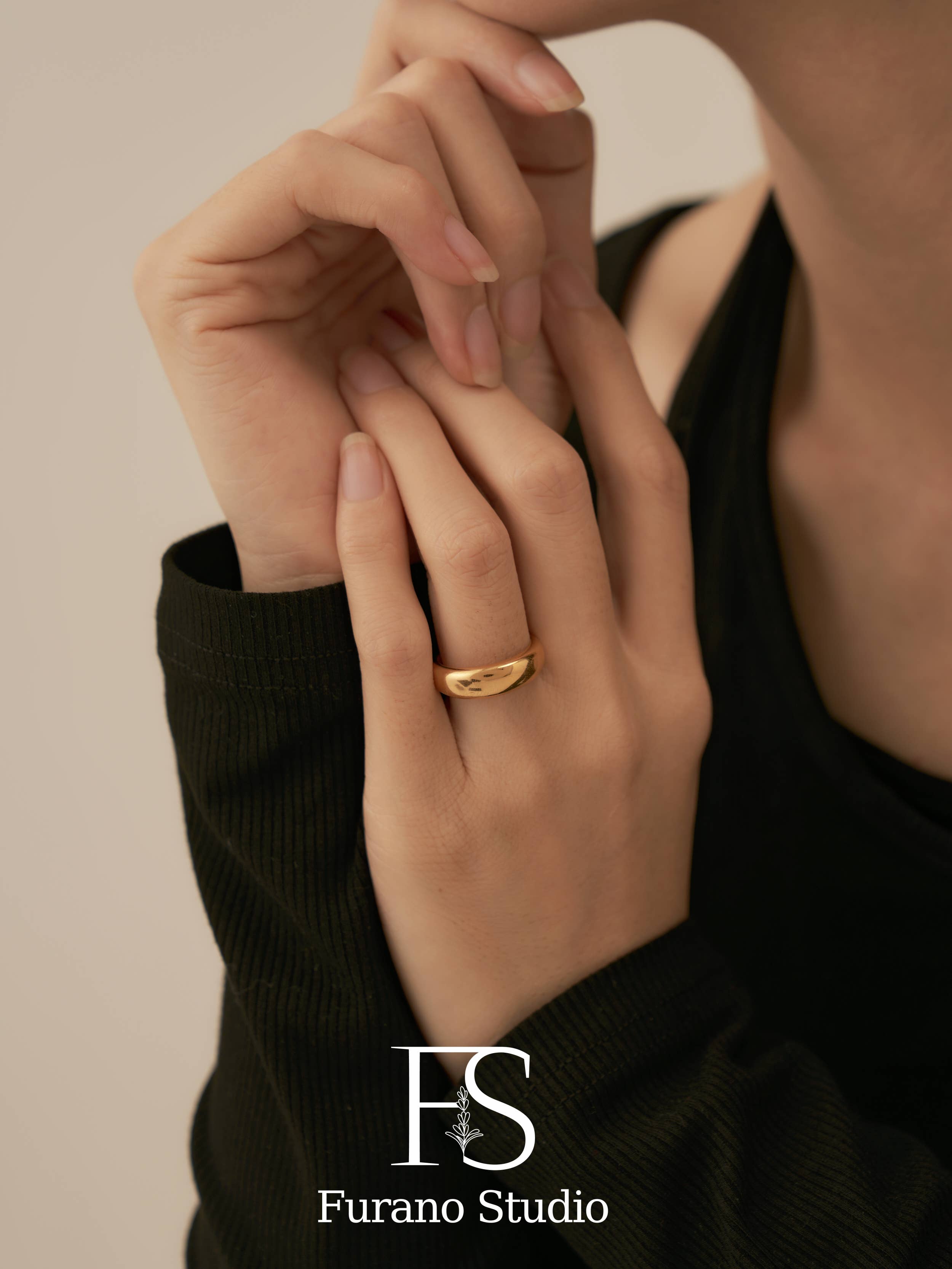 Furano Studio - Wholesale Band/Stacked Ring - Gold Bubble Circle Ring4
