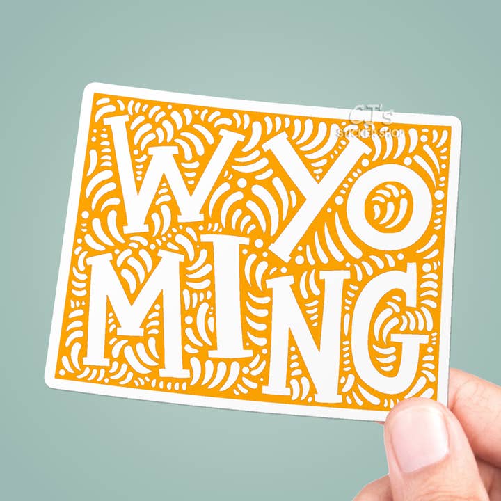 Wyoming State Colorful Sticker Vinyl Decal for wholesale by CJ's Sticker Shop