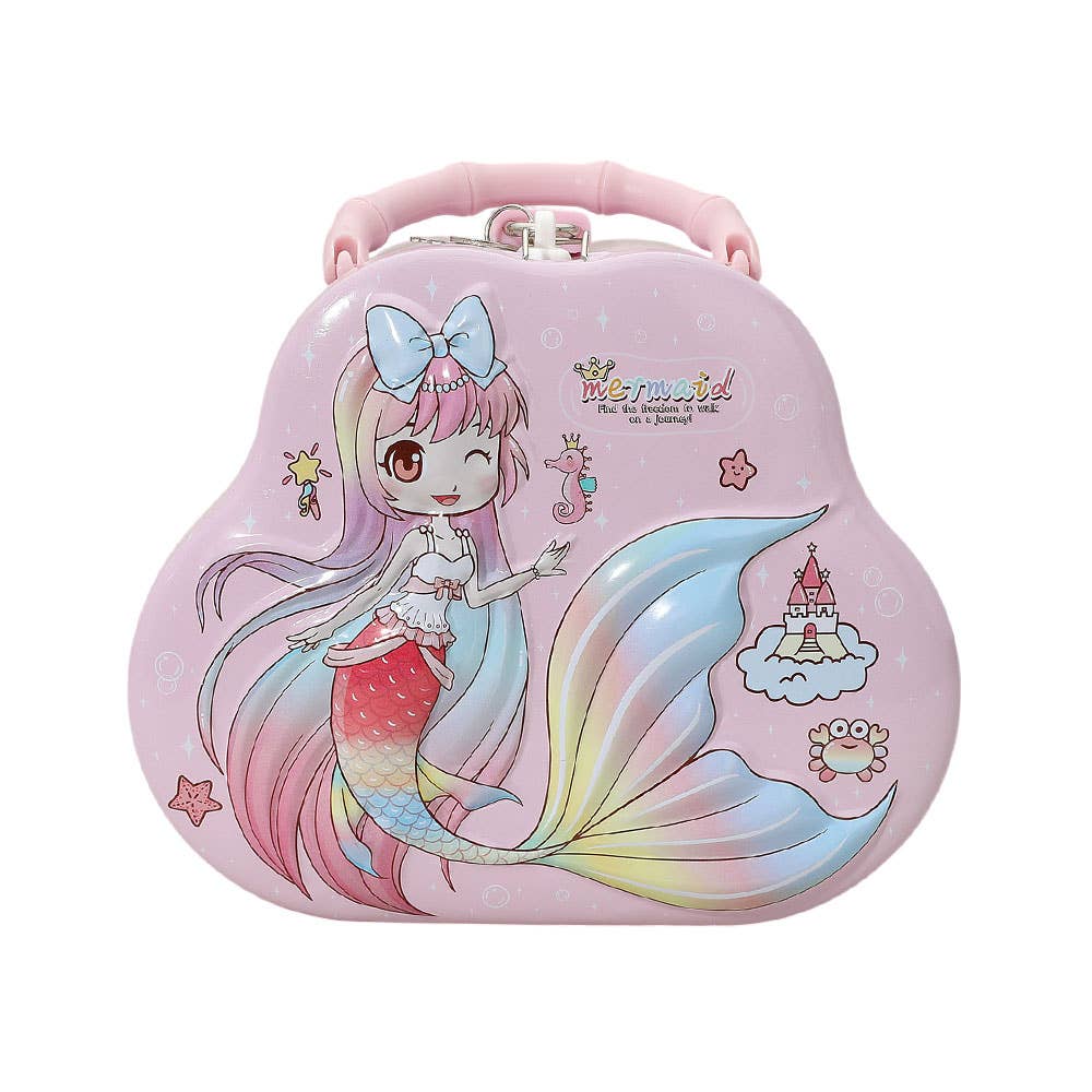 Sensibling Corp. - Wholesale Money/Piggy Bank - Kids & Baby - Mermaid Lockable Tin Case Portable Bag Coin Bank1
