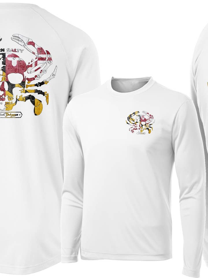 Men’s Performance Maryland Skull Crab Long Sleeve for wholesale by David Dunleavy