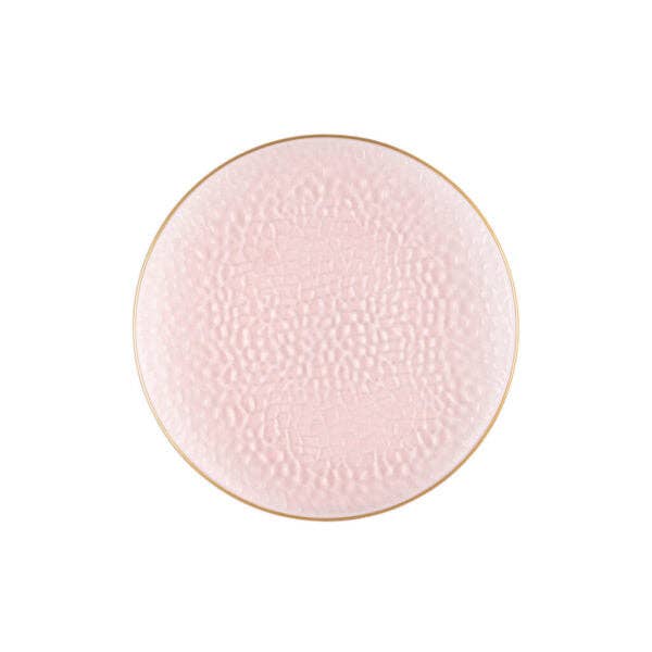 Posh Setting - Wholesale Disposable Plate - Pink and Gold Round Hammered Plastic Plates - Organic Hammered4