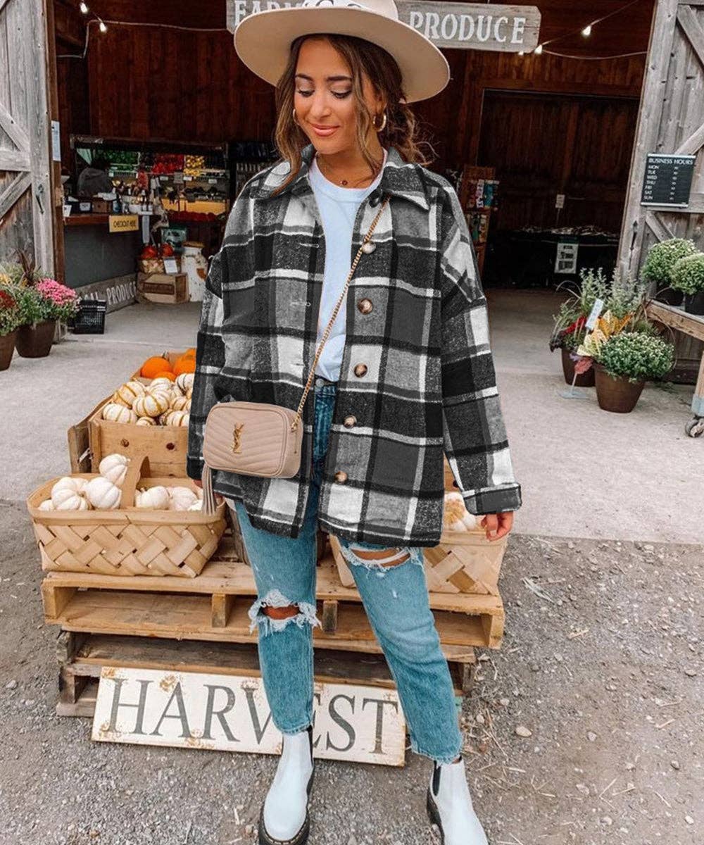 Aria Romance - Wholesale Cardigan - Women's - Checkered Shawl Collar Cardigan15