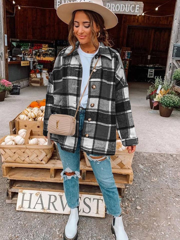 Aria Romance - Wholesale Cardigan - Women's - Checkered Shawl Collar Cardigan15