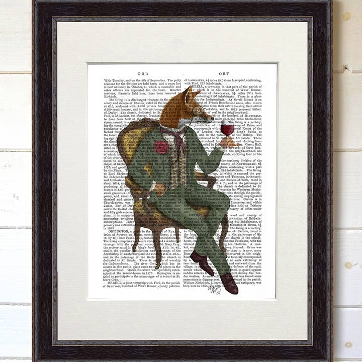 FabFunky Ltd - Wholesale Art Print - Wine Taster Fox Full Book Print / Art Print / Wall Art4