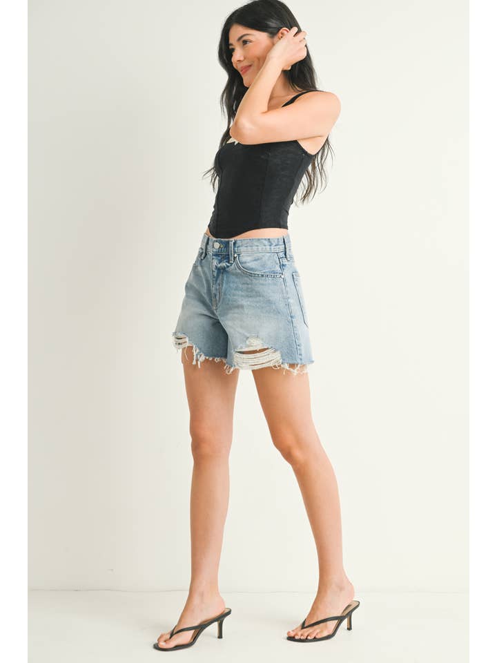 JUST BLACK DENIM - Wholesale Shorts – Women’s - BH508N - LT - Vintage Distressed Short2