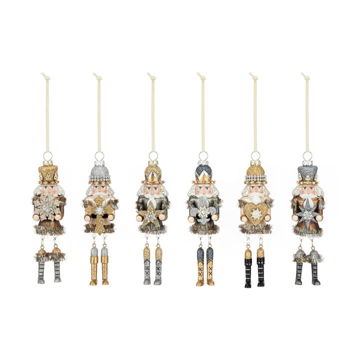 Nutcracker Mini Sparkle Blown Glass Ornaments 6 Ast - 2x6in for wholesale by DEMDACO